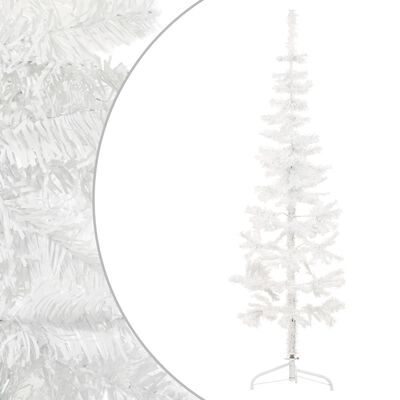 vidaXL Meia árvore de Natal fina com suporte 150 cm branco