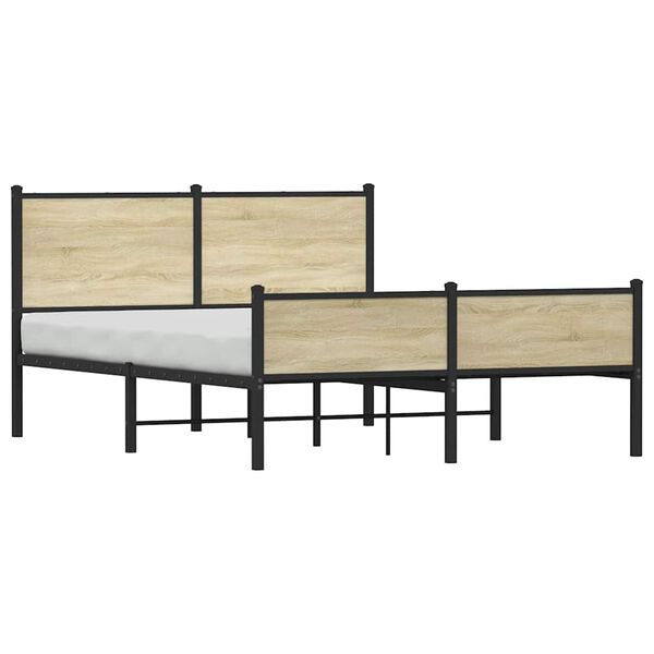 vidaXL Estrutura de cama sem colch&atilde;o 150x200cm metal carvalho sonoma