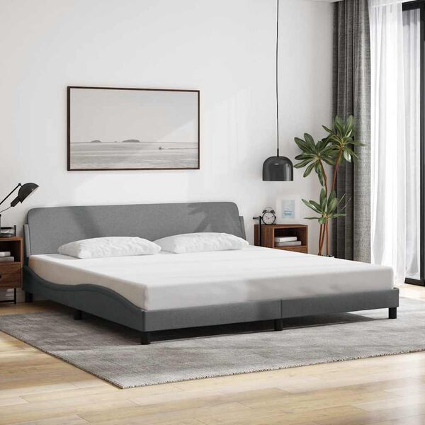 vidaXL Estrutura de cama Dover 200x200 cm tecido cinzento-claro