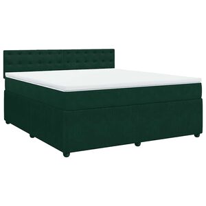 vidaXL Cama com molas/colch&atilde;o 180x200 cm veludo verde-escuro