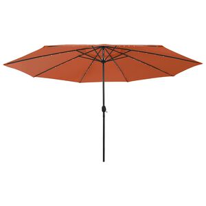 vidaXL Guarda-sol de jardim com luzes LED 400 cm terracota
