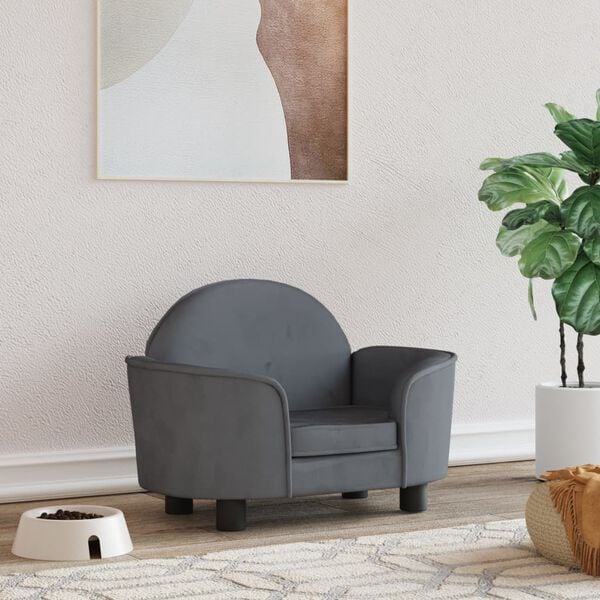 vidaXL Cama para cães 66x40x45 cm veludo cinzento-escuro