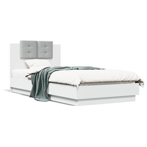 vidaXL Estrutura cama c/ cabeceira 100x200 cm derivados madeira branco