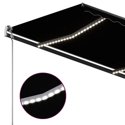vidaXL Toldo retrátil manual com luzes LED 4x3,5 m antracite