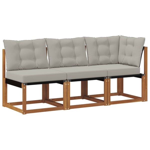 vidaXL Sof&aacute; M&eacute;dio e de Canto para Exterior com almofada 3 Pe&ccedil;a Natural