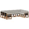 vidaXL Conjunto de Sof&aacute;s para Exterior 9 pcs Natural e Cinza claro