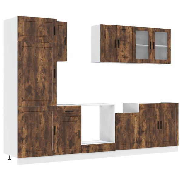 vidaXL 8 pe&ccedil;as arm&aacute;rio de cozinha conjunto Porto carvalho fumado