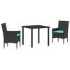 vidaXL Conjunto de Mesa e Cadeiras 3 pcs Preto Rattan de PE