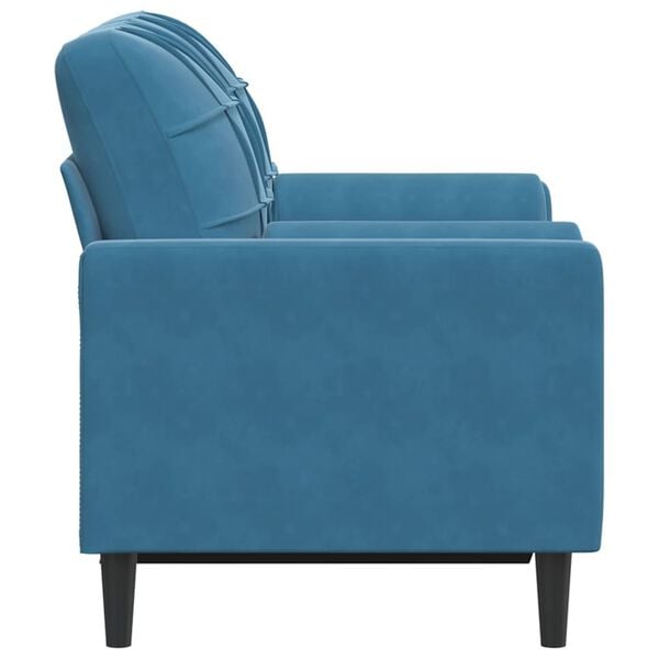 vidaXL Sof&aacute; 2 lugares c/ almofadas decorativas 120 cm veludo azul