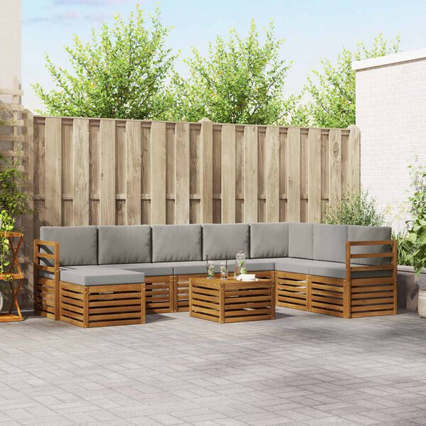 vidaXL Conjuntos de sof&aacute;s com almofada 9 pcs Cinza Natural e Claro