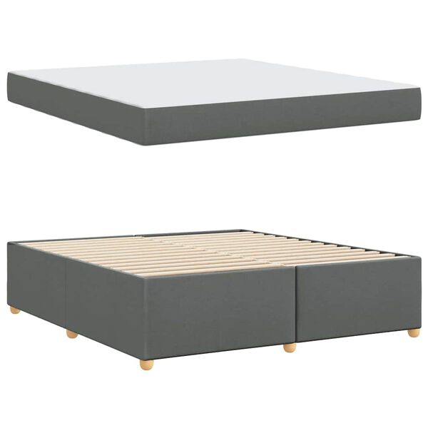 vidaXL Estrutura da Cama com colch&atilde;o Cinza Escuro 180 x 200 cm tecido