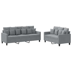 vidaXL 2 pcs conjunto de sof&aacute;s com almofad&otilde;es tecido cinzento-claro