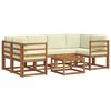 vidaXL Conjunto de Sof&aacute;s para Exterior 7 pcs Natural e Creme