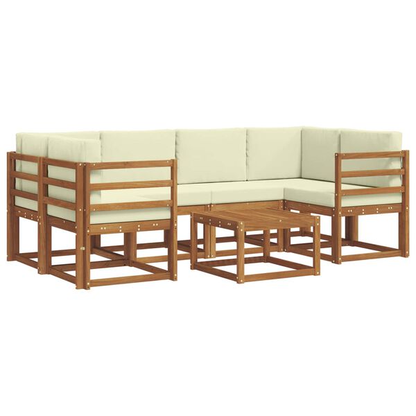 vidaXL Conjunto de Sof&aacute;s para Exterior 7 pcs Natural e Creme