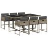 vidaXL 7 pcs conjunto de jantar p/ jardim c/ almofad&otilde;es vime PE cinza