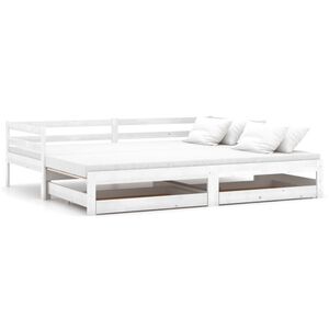 vidaXL Estrutura sof&aacute;-cama de puxar 2x(90x200) cm pinho maci&ccedil;o branco
