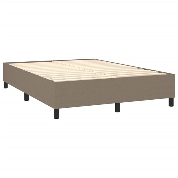 vidaXL Estrutura de cama com molas 140x190 cm tecido castanho-acinzentado