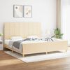 vidaXL Estrutura de cama sem colch&atilde;o 200x200 cm tecido cor creme