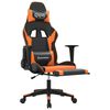 vidaXL Cadeira gaming massagem c/ apoio pés couro artif. preto/laranja