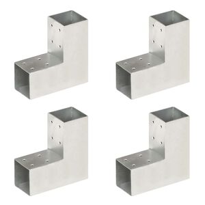 vidaXL Bases para poste em forma de L 4 pcs 71x71 mm metal galvanizado