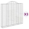 vidaXL Cestos gabi&atilde;o arqueados 3pcs 200x30x180/200cm ferro galvanizado