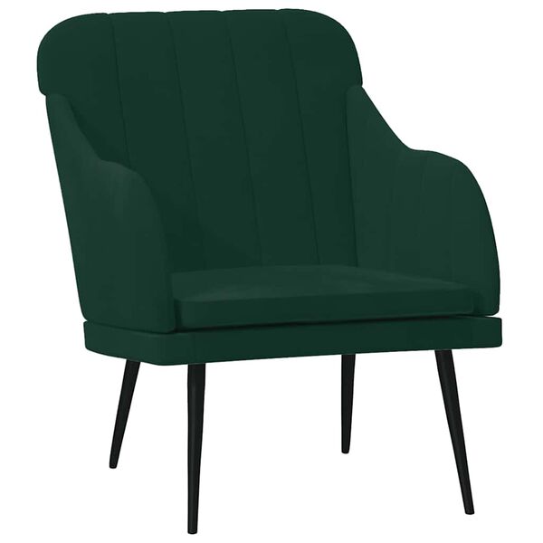 vidaXL Cadeira c/ apoio de bra&ccedil;os 63x76x80 cm veludo verde-escuro