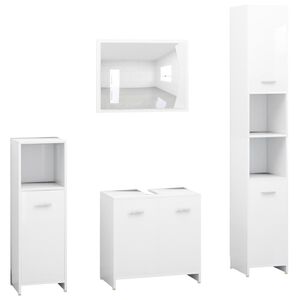 vidaXL 4 pcs conjunto de m&oacute;veis de casa de banho contraplacado branco