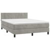 vidaXL Cama box spring c/ colch&atilde;o/LED 140x200 cm veludo cinzento-claro