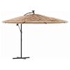 vidaXL Guarda-sol c/ luzes LED e poste de a&ccedil;o 269x269x235 cm castanho