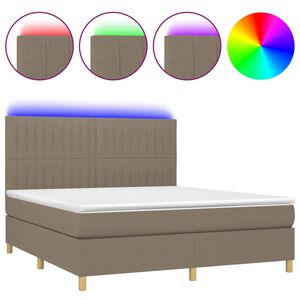 vidaXL Cama box spring colch&atilde;o/LED 160x200 cm tecido cinza-acastanhado