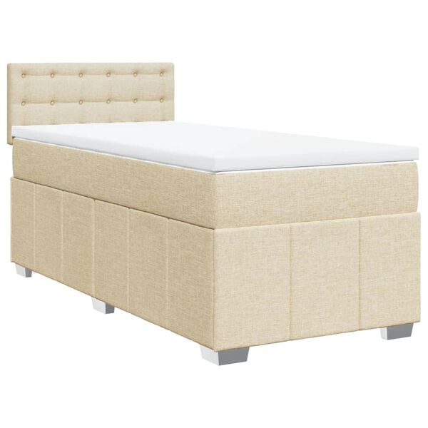 vidaXL Cama com molas/colch&atilde;o 90x190 cm tecido cor creme