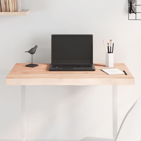 vidaXL Tampo de mesa c/ bordas vivas carvalho maci&ccedil;o n&atilde;o tratado