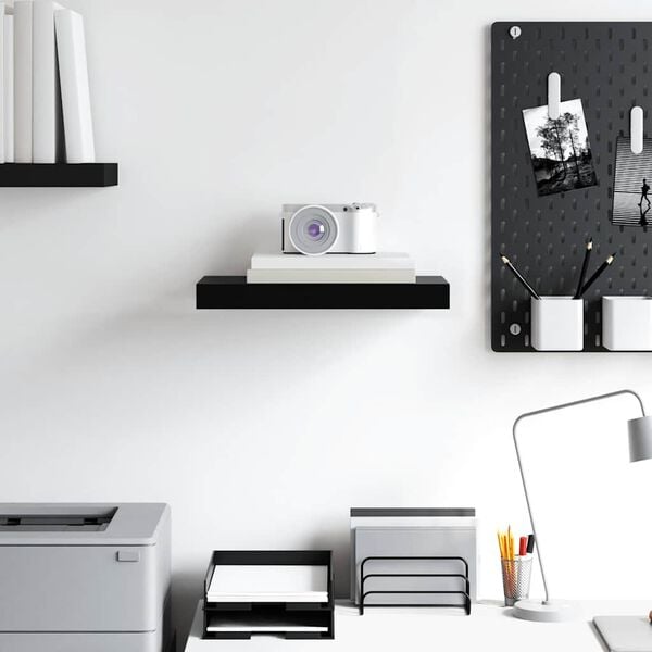 vidaXL Prateleira de parede suspensa 40x23x3,8 cm MDF preto