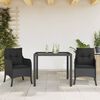 vidaXL 3 pcs conjunto de jantar p/ jardim c/ almofad&otilde;es vime PE preto