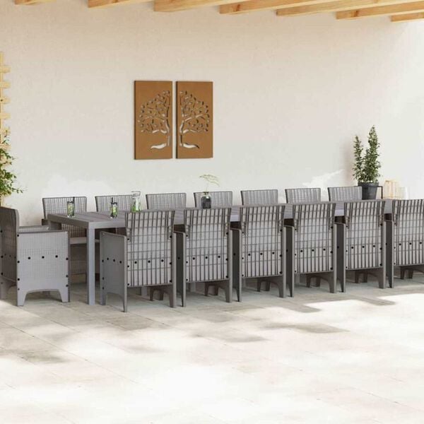 vidaXL Conjunto de Jantar para Jardim com Almofadas 17 pcs