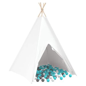 vidaXL Tenda Teepee Branco 120 x 120 x 150 cm Tecido e Pl&aacute;stico