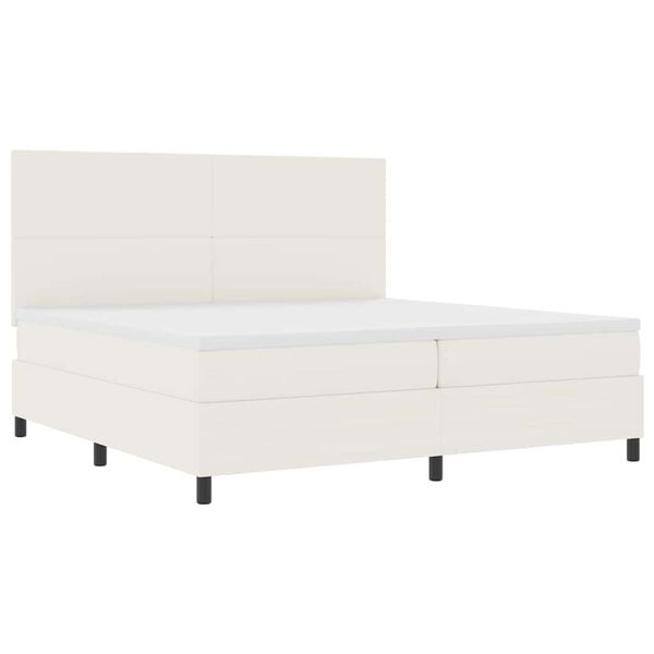 vidaXL Cama Box Spring LED com cabeceira Creme e Branco 200 x 200 cm