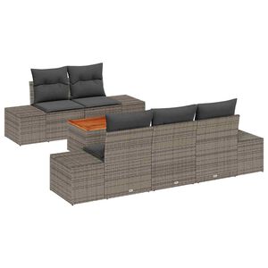 vidaXL Conjunto de Sof&aacute; de Jardim com almofada 6 pcs Cinzeto vime PE