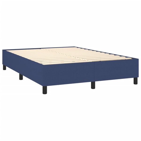 vidaXL Cama com molas/colch&atilde;o 140x200 cm tecido azul