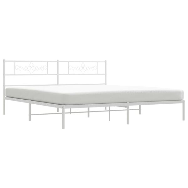 vidaXL Estrutura de cama com cabeceira 180x200 cm metal branco