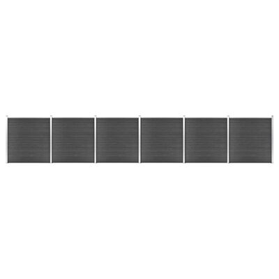 vidaXL Conjunto de painel de vedação WPC 1045x186 cm preto
