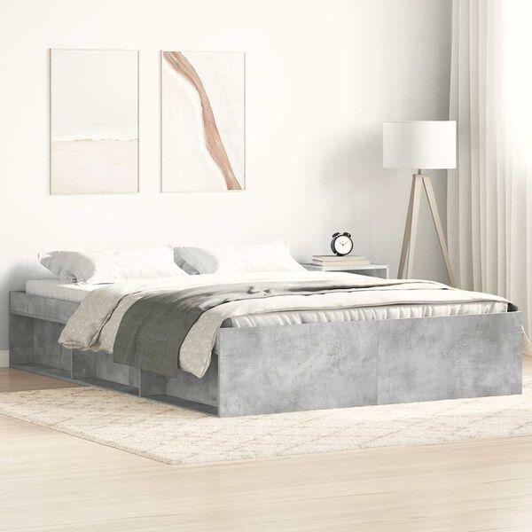 vidaXL Estrutura cama de casal pequena 120x190 cm cinza cimento