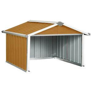vidaXL Abrigo para corta-relva 92x97x63 cm a&ccedil;o galvanizado castanho