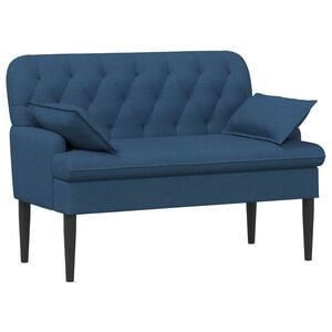 vidaXL Sof&aacute; de dois lugares com bot&atilde;o acolchoado Azul 111 x 68 x 80 cm