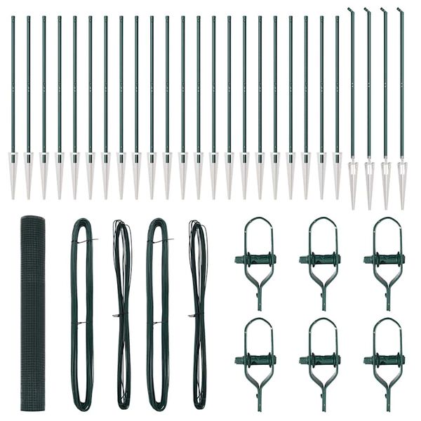 vidaXL Poste de Cerca Verde 50 x 1,4 m (rede 16 x 16 mm) A&ccedil;o e PVC