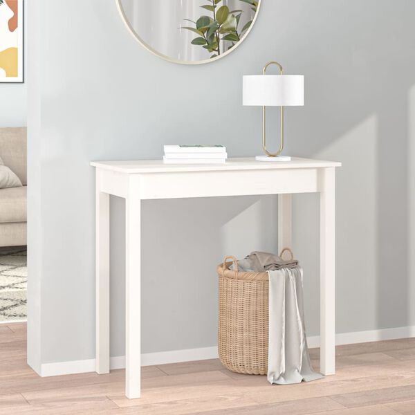 vidaXL Mesa consola 80x40x75 cm madeira de pinho maciça branco