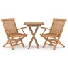 vidaXL 3 pcs conjunto de jantar para jardim madeira de teca maci&ccedil;a