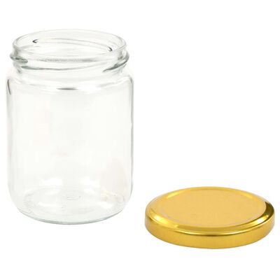 vidaXL Frascos de vidro com tampas douradas 48 pcs 230 ml