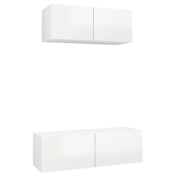 vidaXL 2 pcs conjunto móveis de TV derivados madeira branco brilhante