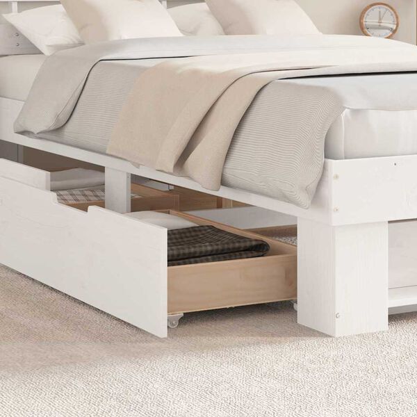 vidaXL Estrutura da Cama com cabeceira com gaveta Branco 140 x 190 cm